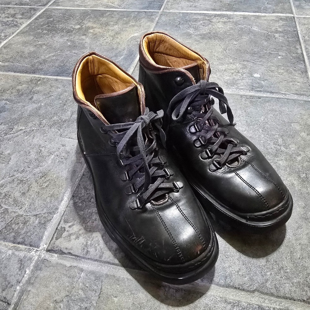 Coach aaron Black Leather Lace Up Ankle Boots Mens Size 7.5D